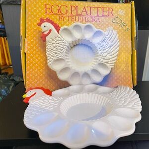 Vintage Teleflora Deviled Egg Platter
Dish Plate Chicken 70s Shaped
Portugal NIB